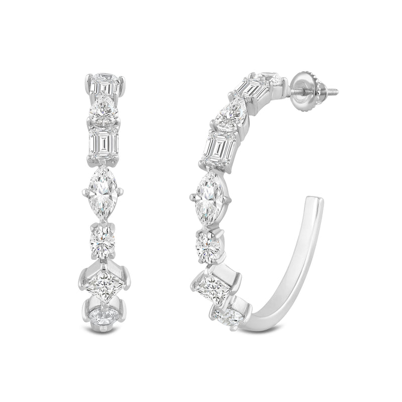 Mixed Fancy Shape Diamond Hoop Earrings