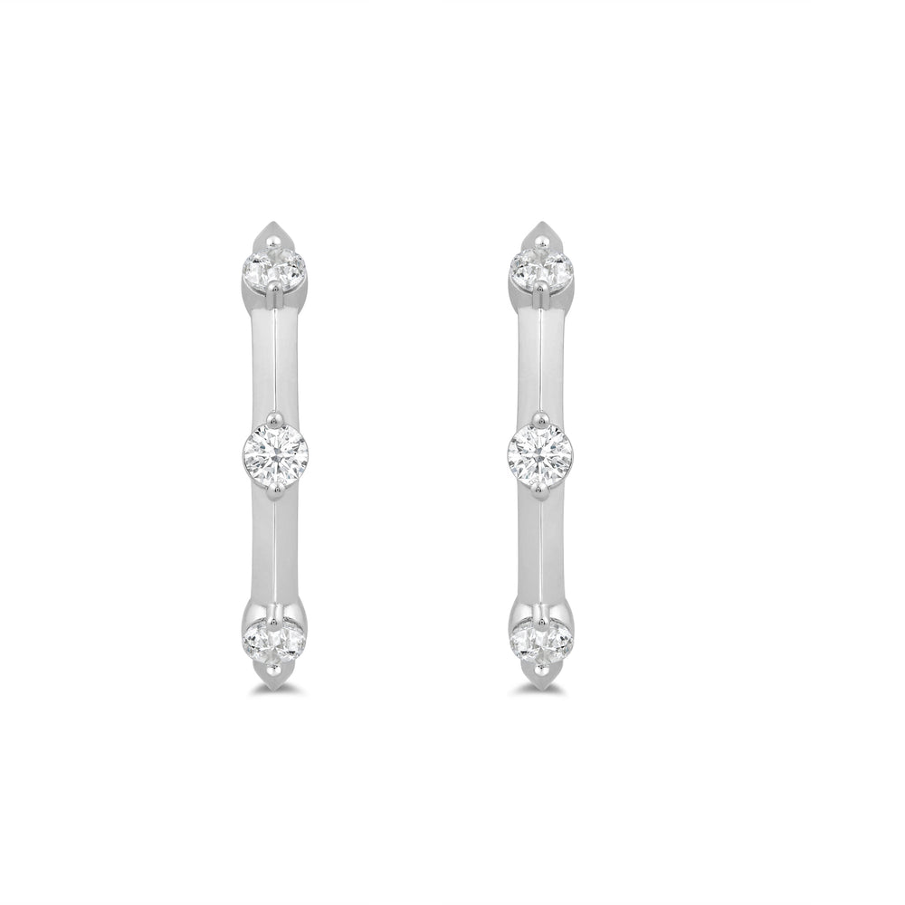 Knife Edge Station Hoops Medium with 14KT White Gold / Lab / 1/2 Cut Diamond in 14KT White Gold / Lab / 1/2 view 4
