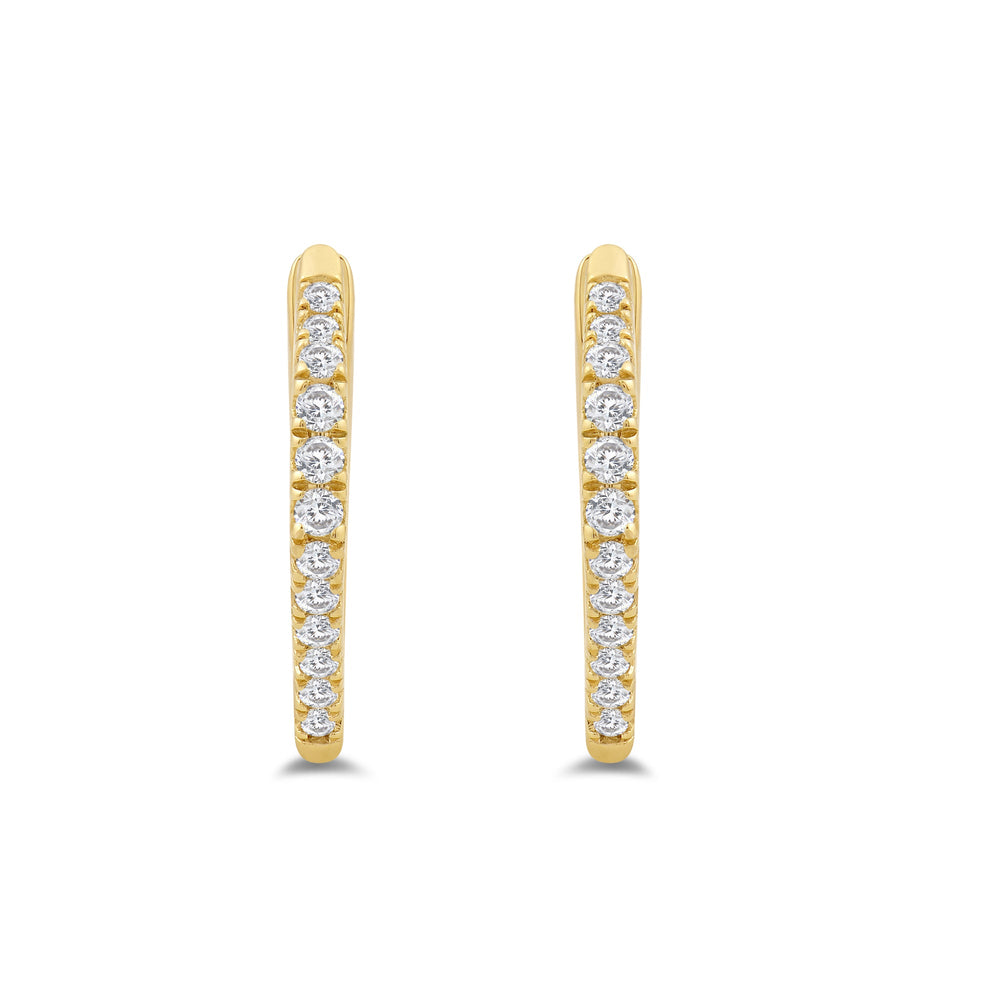 Hexagon Shape Tapering Diamond Hoop Earrings (14KT Yellow Gold - 1/5 CTW) with 14KT Yellow Gold / Lab / 1/5 Cut Diamond in 14KT Yellow Gold / Lab / 1/5 view 4
