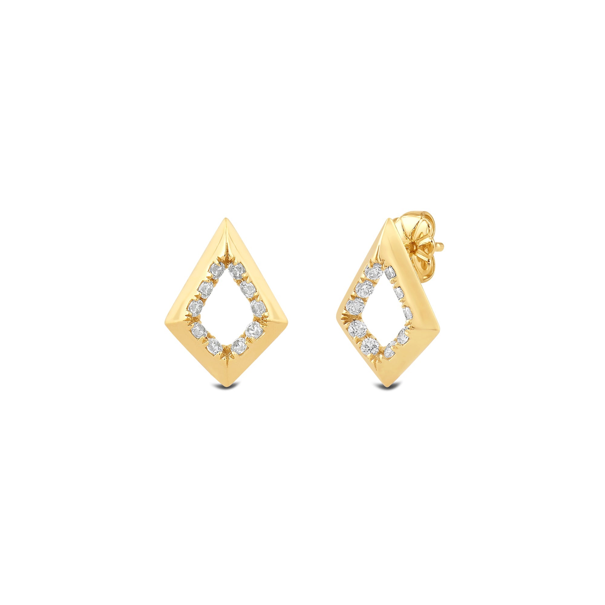 Elongated Kite Shape Diamond Accent Earrings