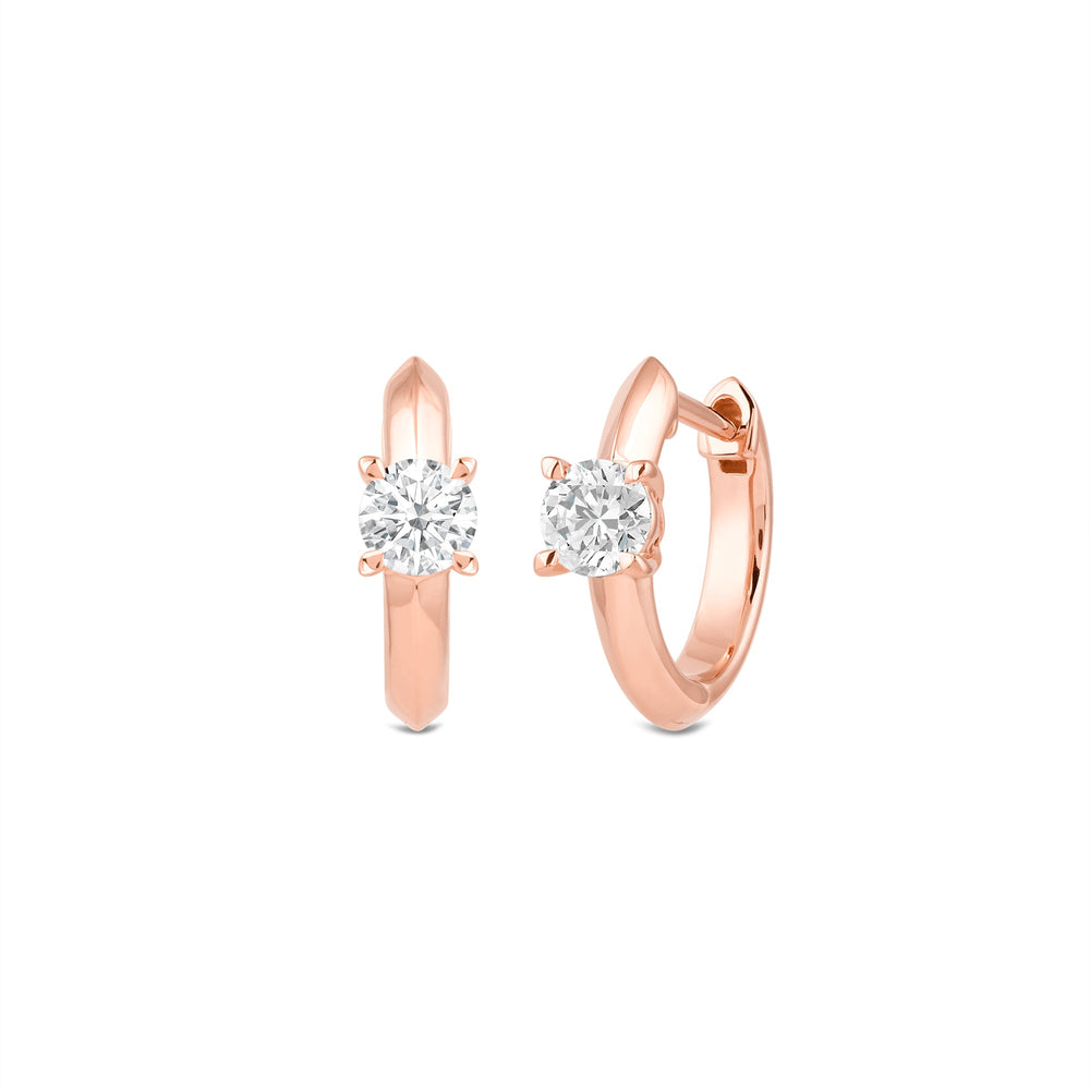 Created Round Solitaire Knife Edge Huggies with 14KT Rose Gold / Lab / 1/2 Cut Diamond in 14KT Rose Gold / Lab / 1/2 view 1
