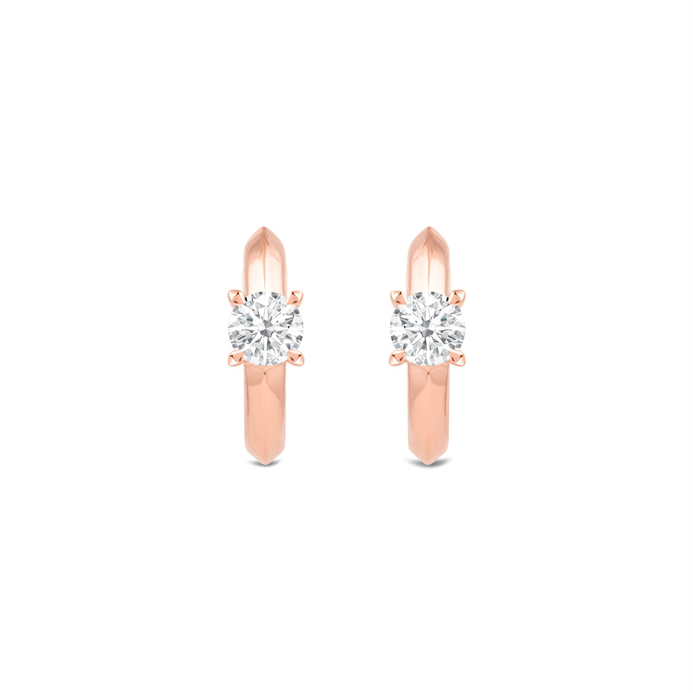 Created Round Solitaire Knife Edge Huggies with 14KT Rose Gold / Lab / 1/2 Cut Diamond in 14KT Rose Gold / Lab / 1/2 view 4
