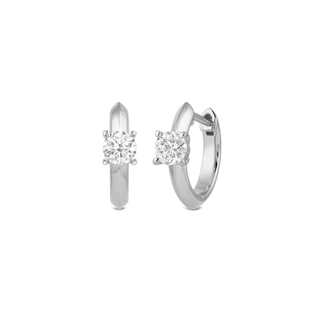 Created Round Solitaire Knife Edge Huggies with 14KT White Gold / Lab / 1/2 Cut Diamond in 14KT White Gold / Lab / 1/2 view 1

