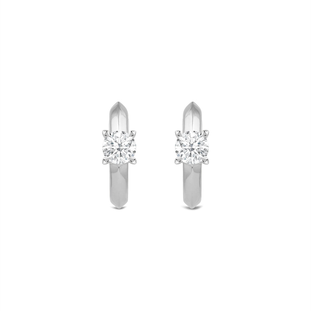 Created Round Solitaire Knife Edge Huggies with 14KT White Gold / Lab / 1/2 Cut Diamond in 14KT White Gold / Lab / 1/2 view 4
