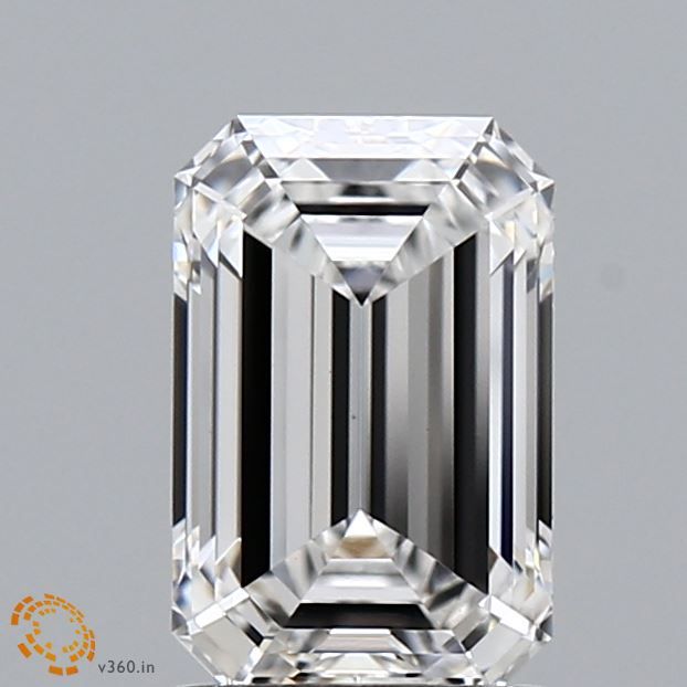 1.52 Carat Emerald Lab Diamond with  Cut Diamond in 14KT  view 1
