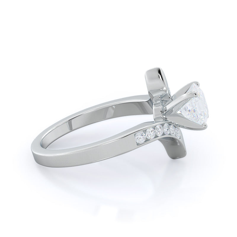 Tapered Diamond Engagement Ring with Asscher Cut Diamond in 14KT Platinum view 3
