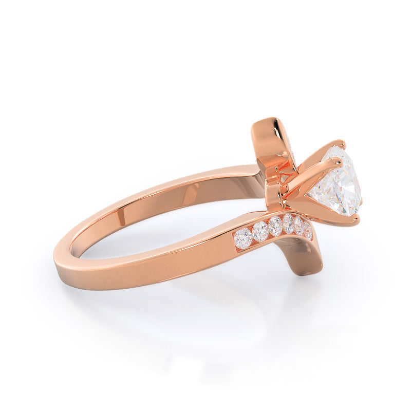 Tapered Diamond Engagement Ring with Cushion Cut Diamond in 14KT Rose Gold view 3
