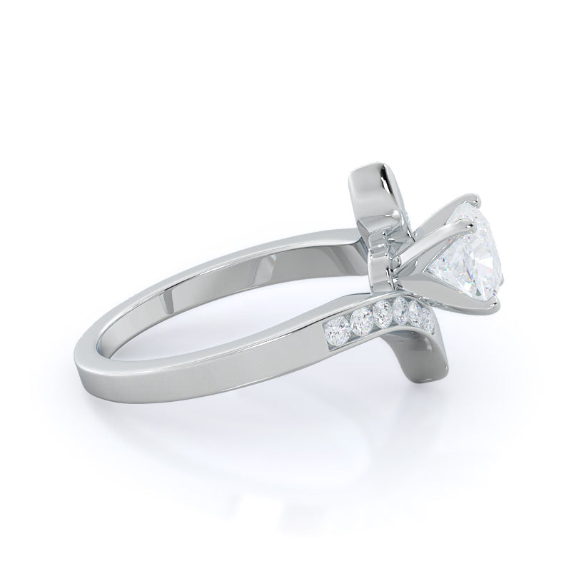 Tapered Diamond Engagement Ring with Cushion Cut Diamond in 14KT Platinum view 3
