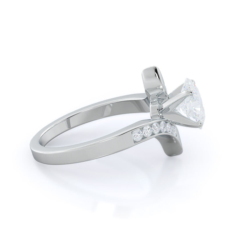 Tapered Diamond Engagement Ring with Oval Cut Diamond in 14KT Platinum view 3
