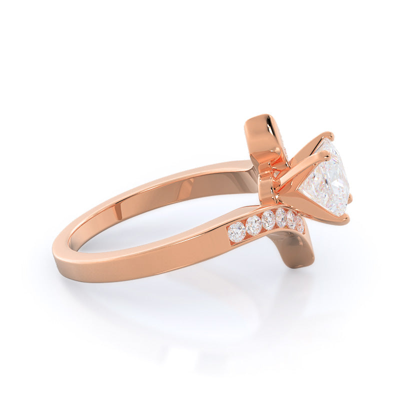 Tapered Diamond Engagement Ring with Princess Cut Diamond in 14KT Rose Gold view 3

