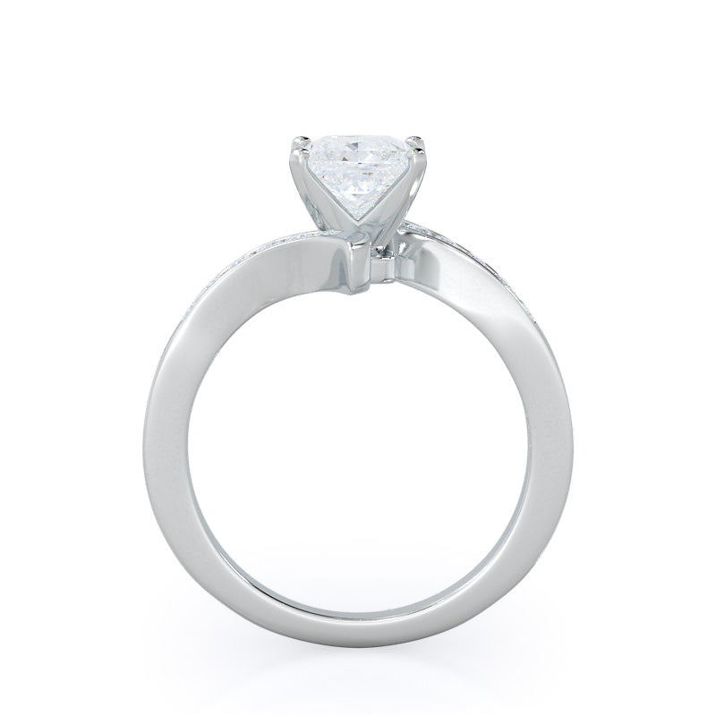 Tapered Diamond Engagement Ring with Princess Cut Diamond in 14KT Platinum view 2
