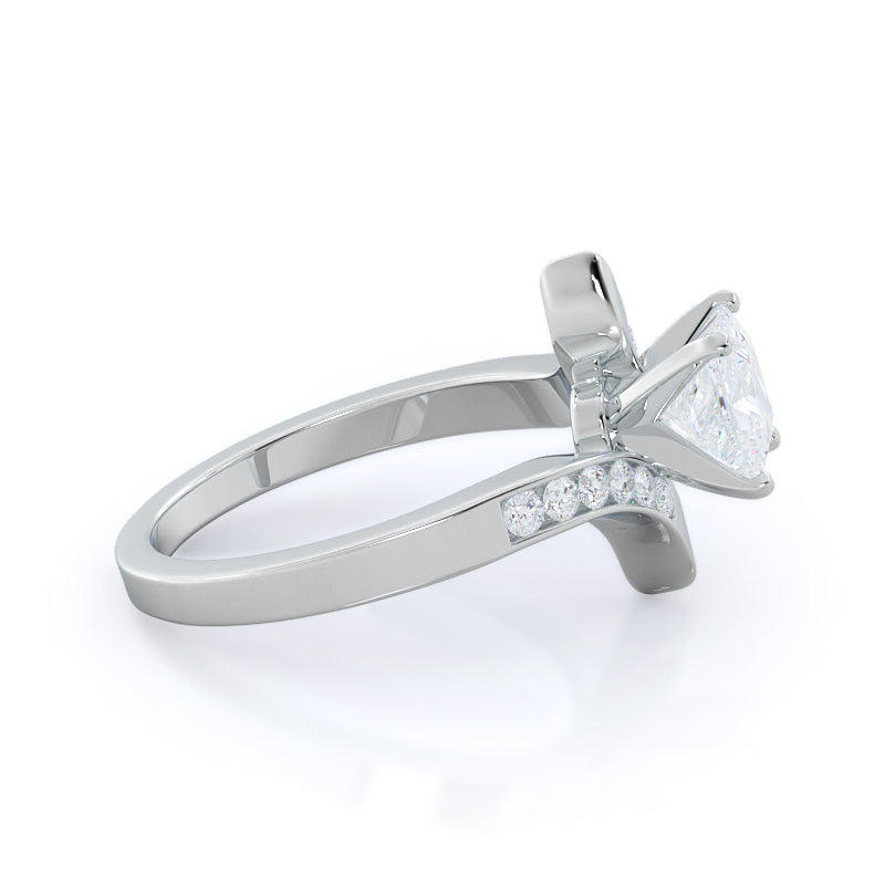 Tapered Diamond Engagement Ring with Princess Cut Diamond in 14KT Platinum view 3
