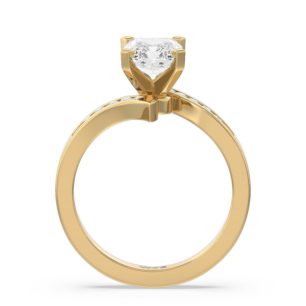 Tapered Diamond Engagement Ring with Radiant Cut Diamond in 14KT Yellow Gold view 2
