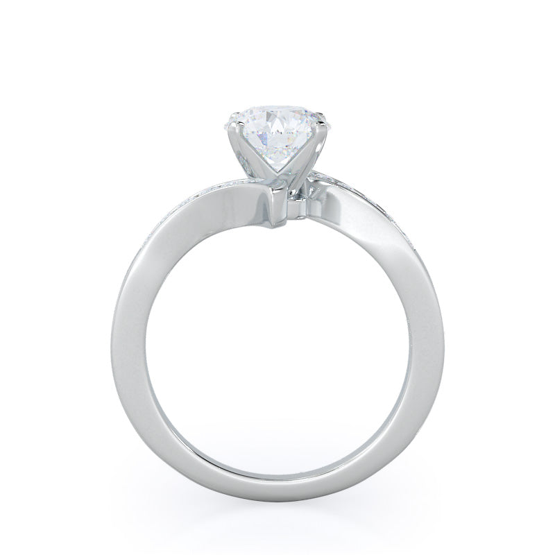 Tapered Diamond Engagement Ring with Round Cut Diamond in 14KT Platinum view 2
