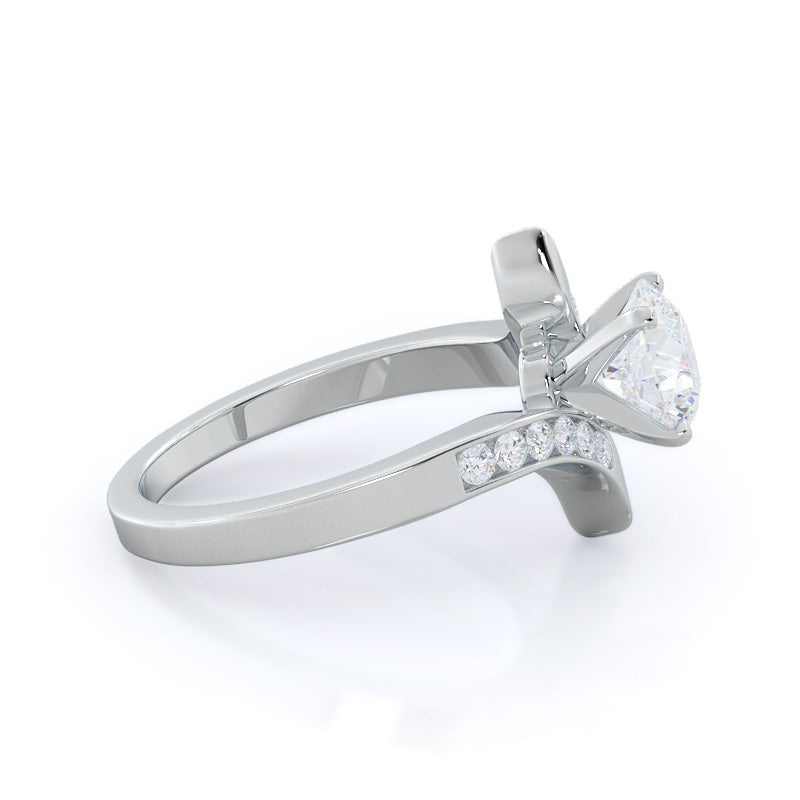 Tapered Diamond Engagement Ring with Round Cut Diamond in 14KT Platinum view 3
