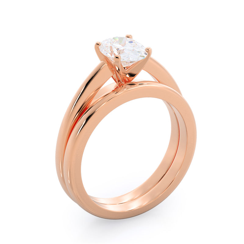 Marquise Cut Classic Cathedral Solitaire Engagement Ring with Lab Grown Diamond in 14KT Rose Gold view 4

