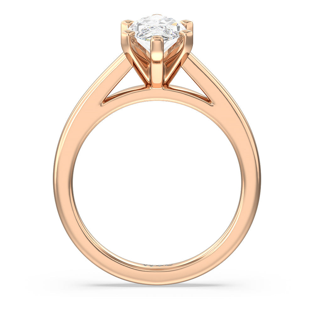 Marquise Cut Classic Cathedral Solitaire Engagement Ring with Lab Grown Diamond in 14KT Rose Gold view 2
