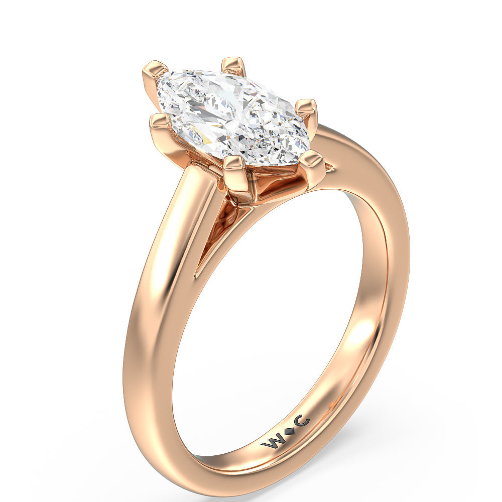 Marquise Cut Classic Cathedral Solitaire Engagement Ring with Lab Grown Diamond in 14KT Rose Gold view 3
