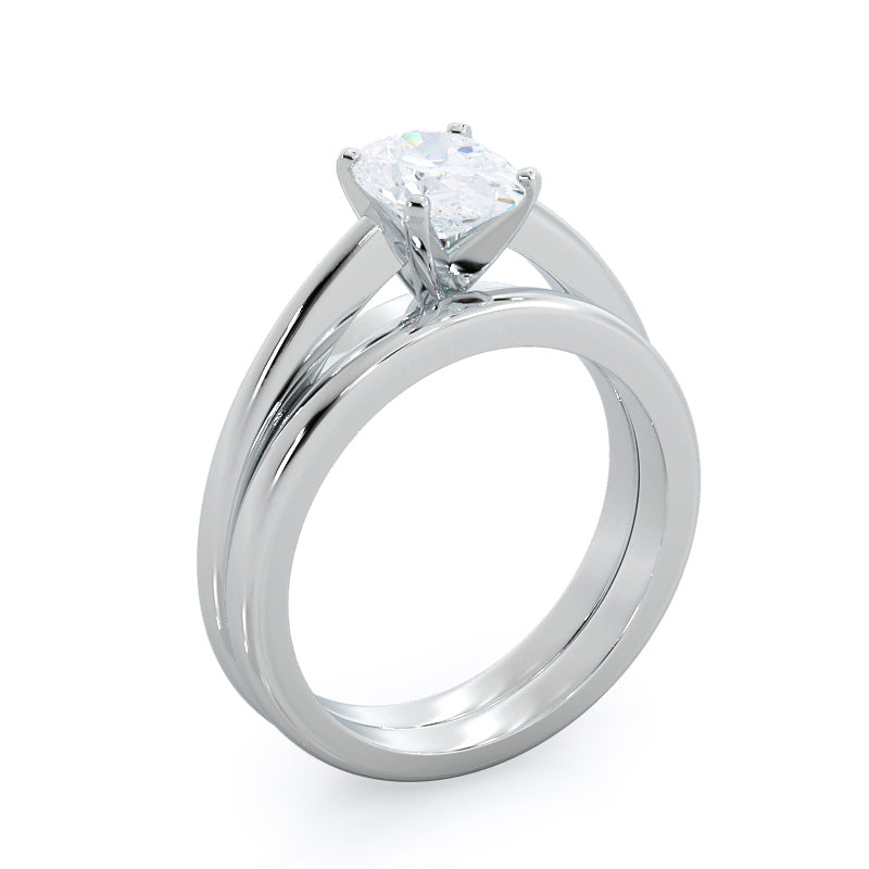 Marquise Cut Classic Cathedral Solitaire Engagement Ring with Lab Grown Diamond in 14KT Platinum view 4
