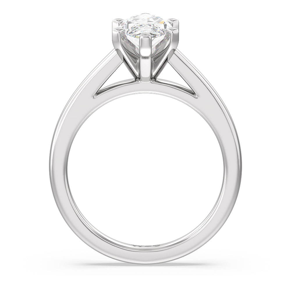 Marquise Cut Classic Cathedral Solitaire Engagement Ring with Lab Grown Diamond in 14KT Platinum view 2
