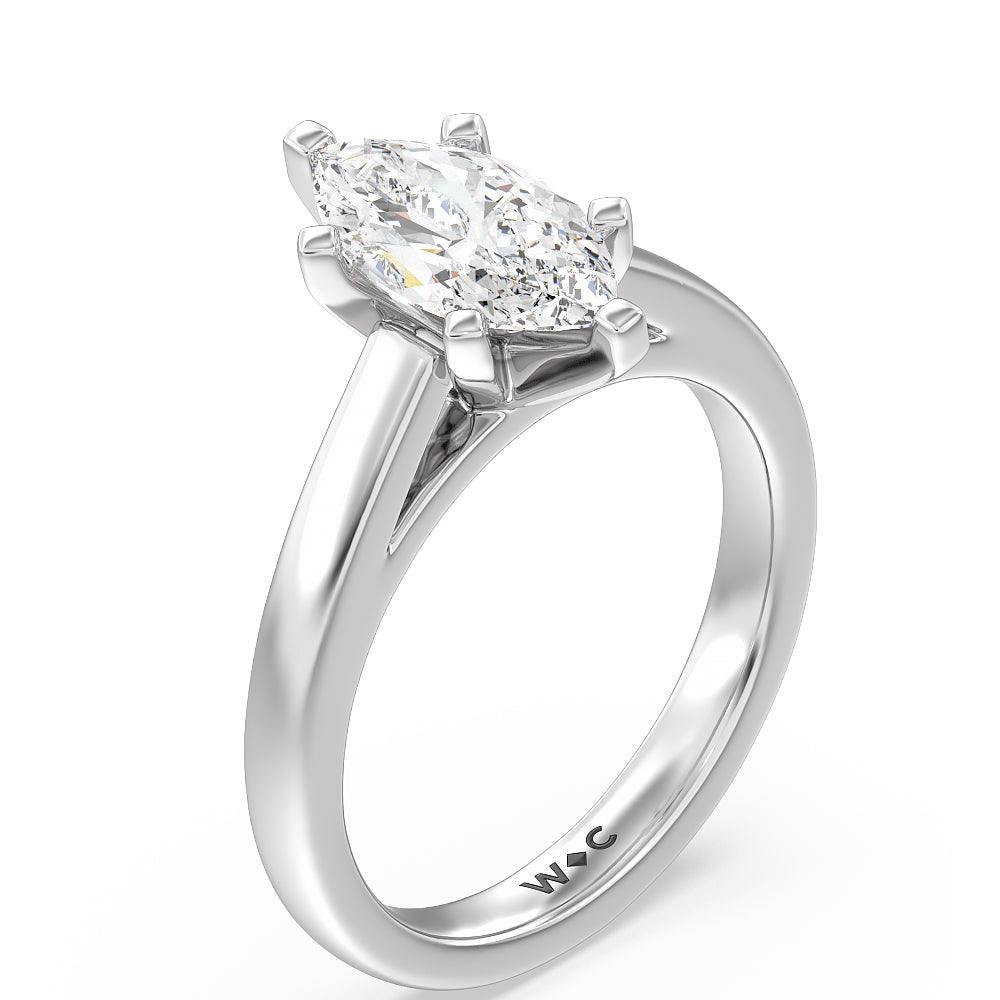 Marquise Cut Classic Cathedral Solitaire Engagement Ring with Lab Grown Diamond in 14KT Platinum view 3
