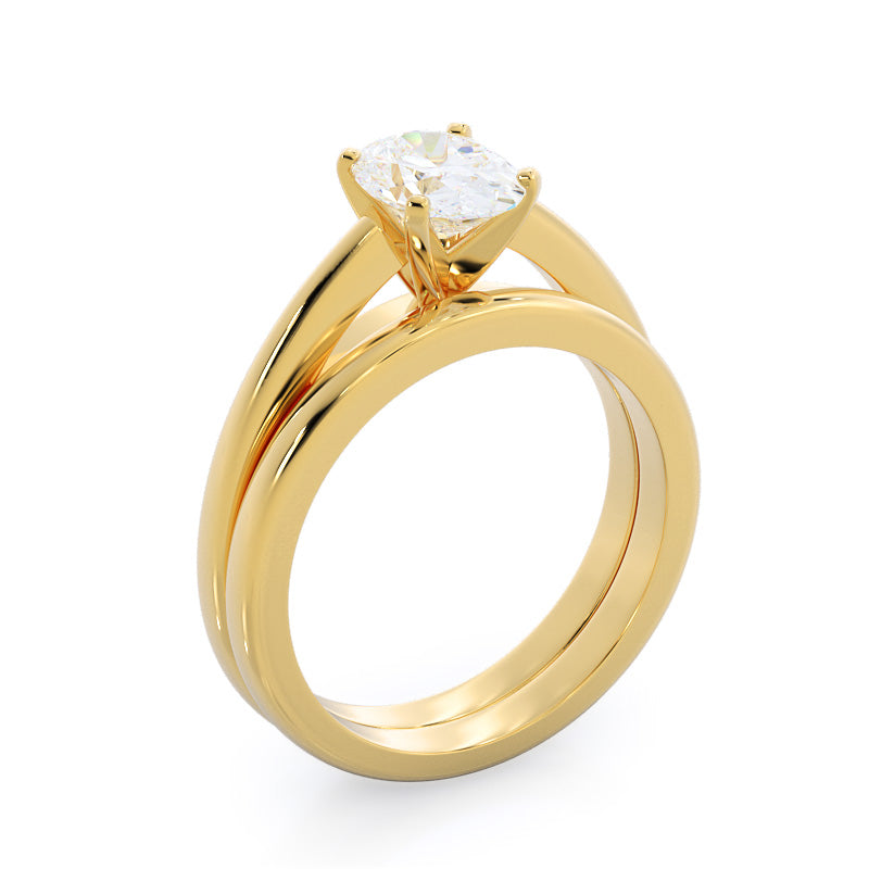 Marquise Cut Classic Cathedral Solitaire Engagement Ring with Lab Grown Diamond in 14KT Yellow Gold view 4
