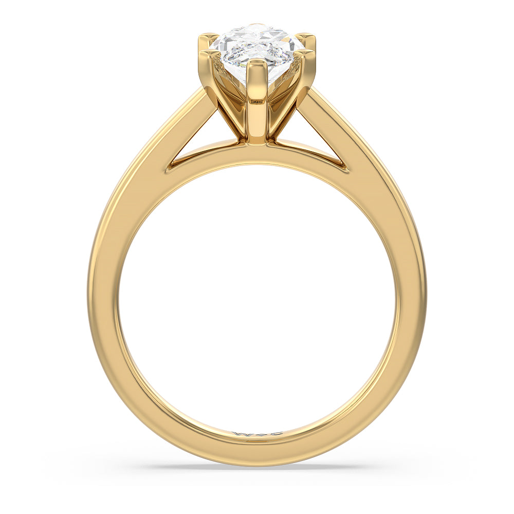 Marquise Cut Classic Cathedral Solitaire Engagement Ring with Lab Grown Diamond in 14KT Yellow Gold view 2
