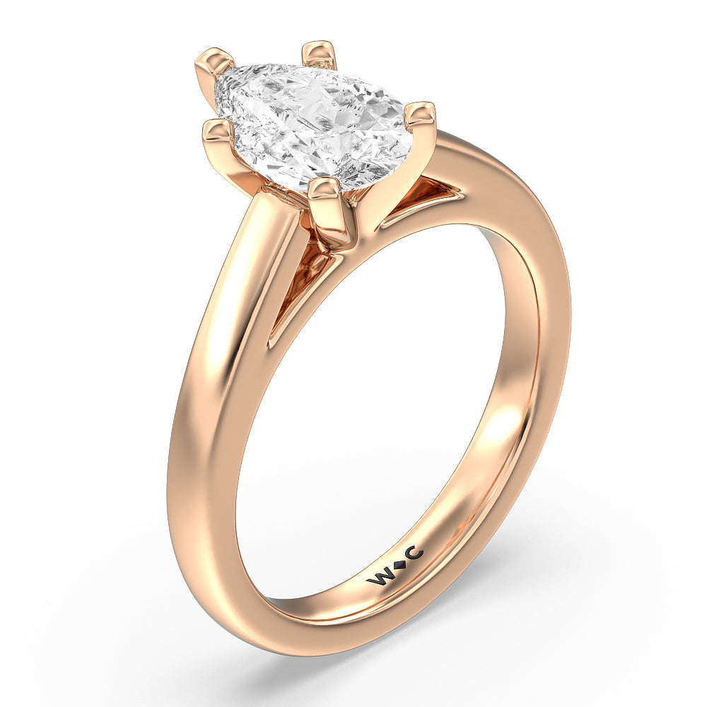 Pear Cut Classic Cathedral Solitaire Engagement Ring with Lab Grown Diamond in 14KT Rose Gold view 3
