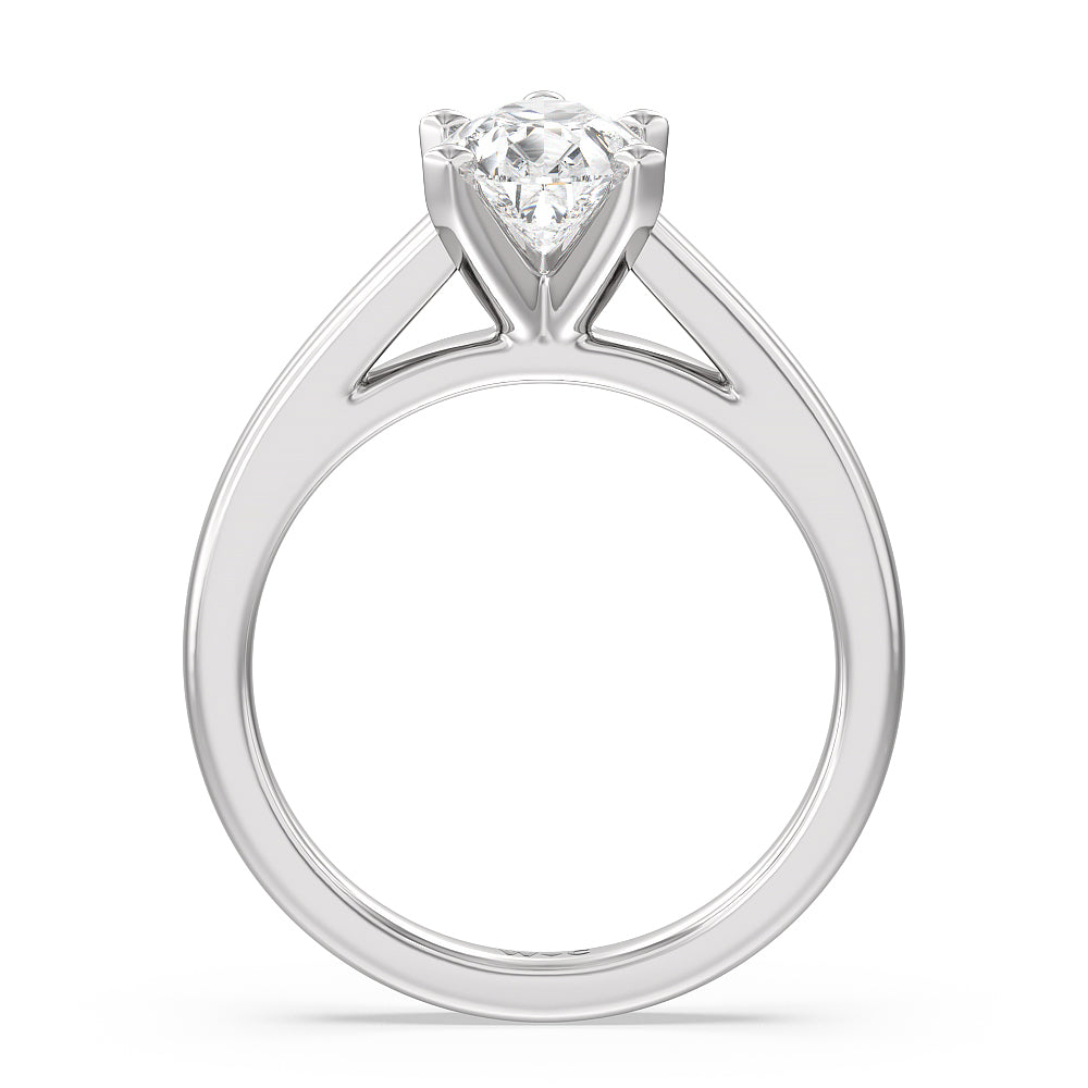 Pear Cut Classic Cathedral Solitaire Engagement Ring with Lab Grown Diamond in 14KT Platinum view 2

