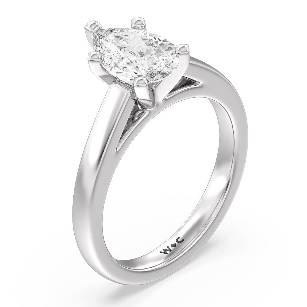 Pear Cut Classic Cathedral Solitaire Engagement Ring with Lab Grown Diamond in 14KT Platinum view 3
