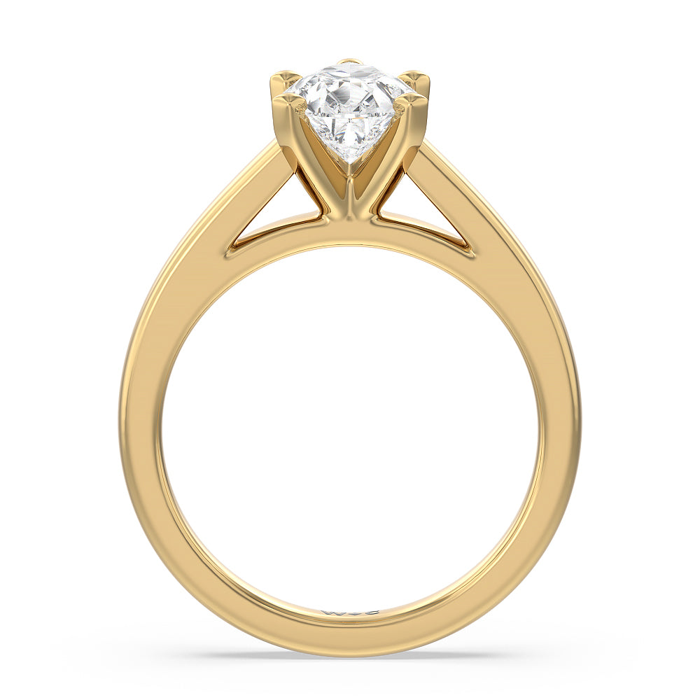 Pear Cut Classic Cathedral Solitaire Engagement Ring with Lab Grown Diamond in 14KT Yellow Gold view 2
