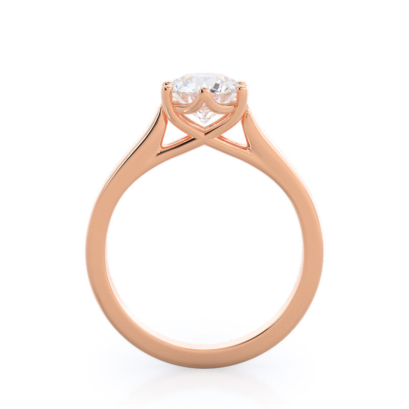 Weaved Cathedral Solitaire Diamond Engagement Ring with Round Cut Diamond in 14KT Rose Gold view 2
