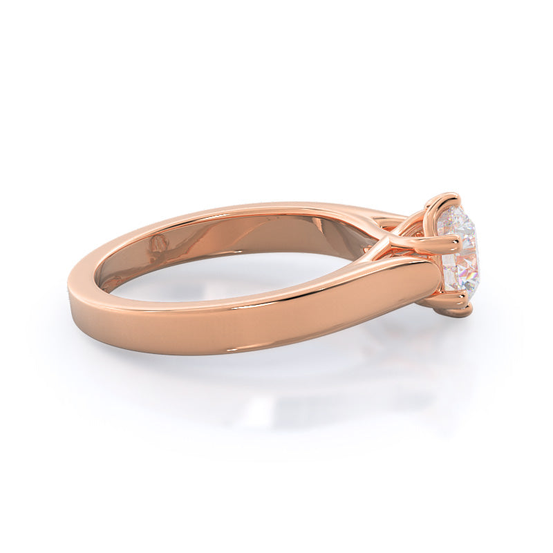 Weaved Cathedral Solitaire Diamond Engagement Ring with Round Cut Diamond in 14KT Rose Gold view 3
