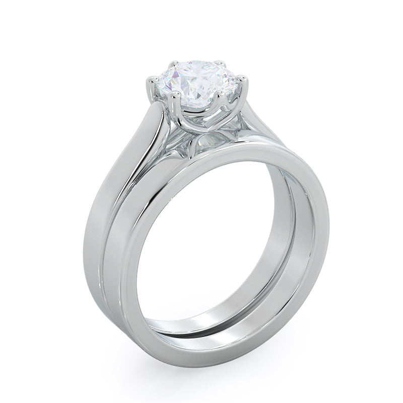 Weaved Cathedral Solitaire Diamond Engagement Ring with Round Cut Diamond in 14KT Platinum view 4
