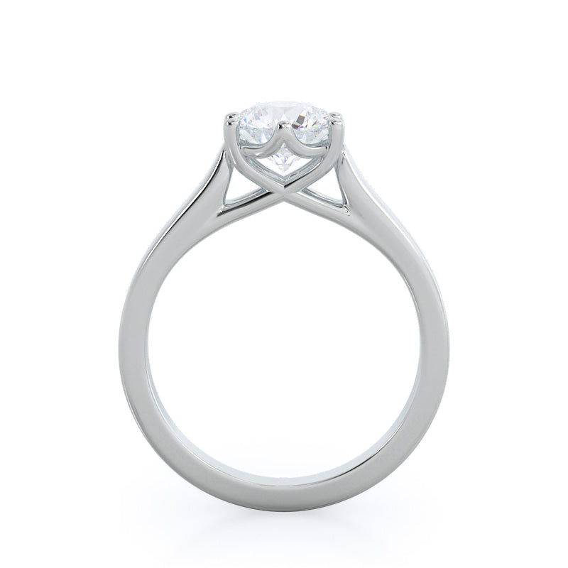 Weaved Cathedral Solitaire Diamond Engagement Ring with Round Cut Diamond in 14KT Platinum view 2
