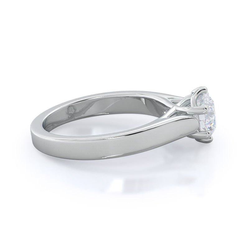 Weaved Cathedral Solitaire Diamond Engagement Ring with Round Cut Diamond in 14KT Platinum view 3
