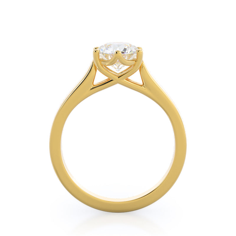 Weaved Cathedral Solitaire Diamond Engagement Ring with Round Cut Diamond in 14KT Yellow Gold view 2
