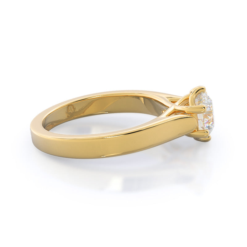 Weaved Cathedral Solitaire Diamond Engagement Ring with Round Cut Diamond in 14KT Yellow Gold view 3
