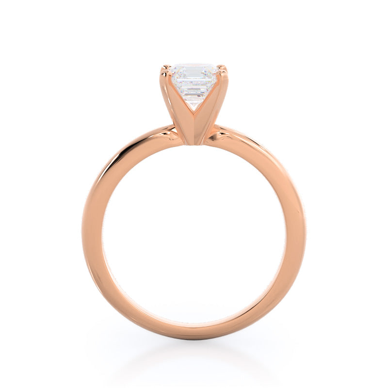 Classic Four Prong Solitaire Diamond Engagement Ring with Asscher Cut Diamond in 14KT Rose Gold view 3
