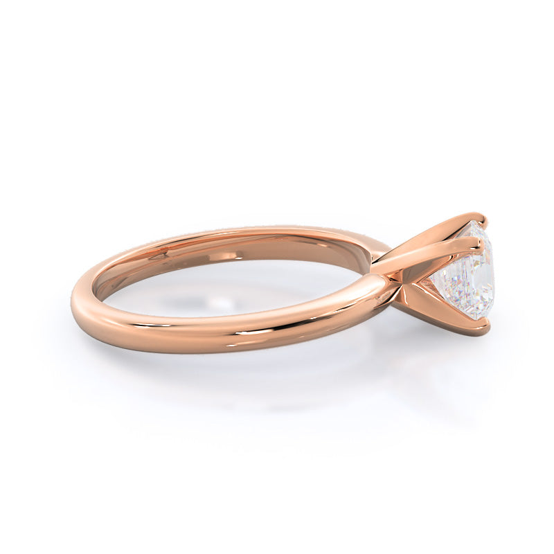 Classic Four Prong Solitaire Diamond Engagement Ring with Asscher Cut Diamond in 14KT Rose Gold view 2

