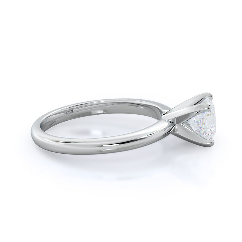 Classic Four Prong Solitaire Diamond Engagement Ring with Asscher Cut Diamond in 14KT Platinum view 3
