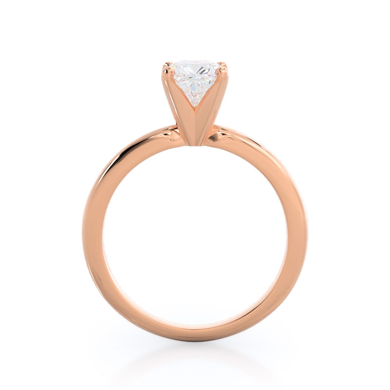 Classic Four Prong Solitaire Diamond Engagement Ring with Cushion Cut Diamond in 14KT Rose Gold view 2
