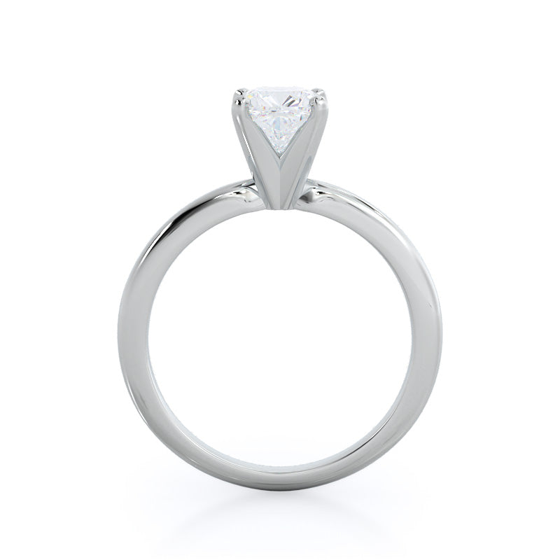 Classic Four Prong Solitaire Diamond Engagement Ring with Cushion Cut Diamond in 14KT Platinum view 2
