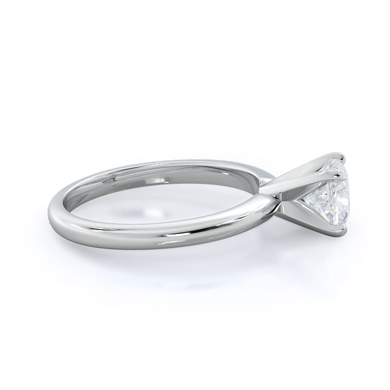 Classic Four Prong Solitaire Diamond Engagement Ring with Cushion Cut Diamond in 14KT Platinum view 3
