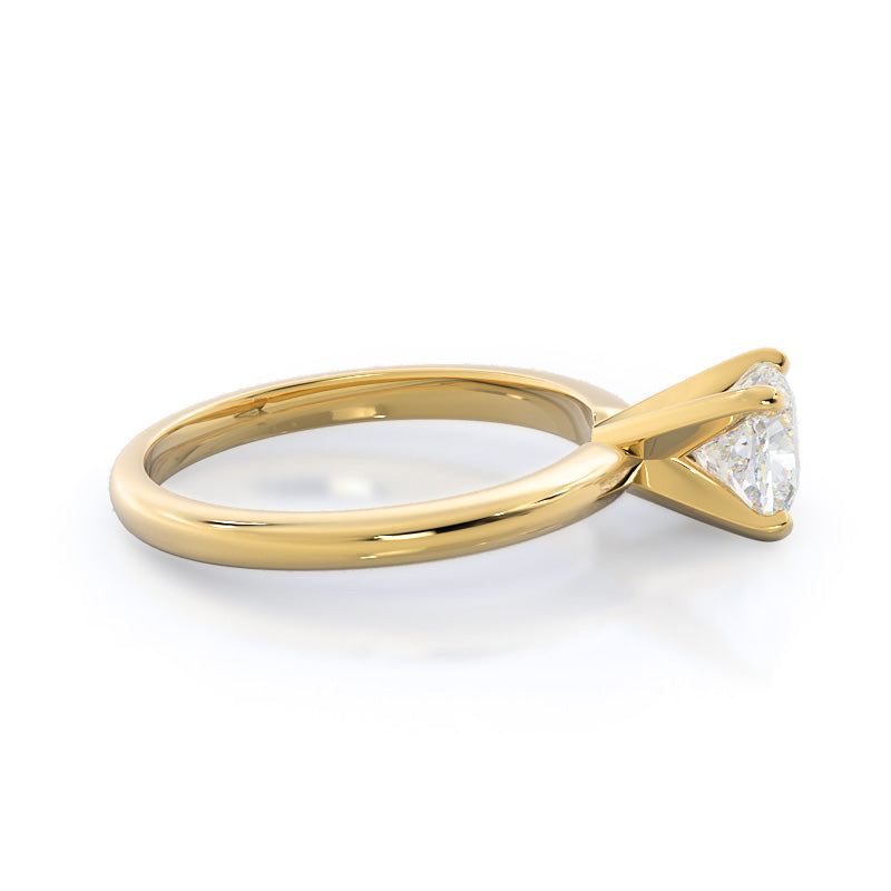 Classic Four Prong Solitaire Diamond Engagement Ring with Cushion Cut Diamond in 14KT Yellow Gold view 3
