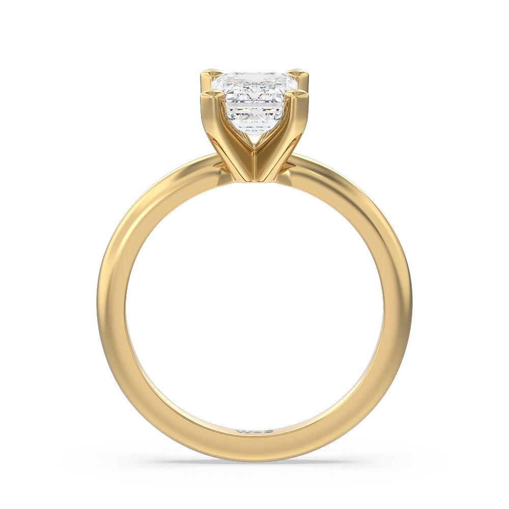 Classic Four Prong Solitaire Diamond Engagement Ring with Emerald Cut Diamond in 14KT Yellow Gold view 3
