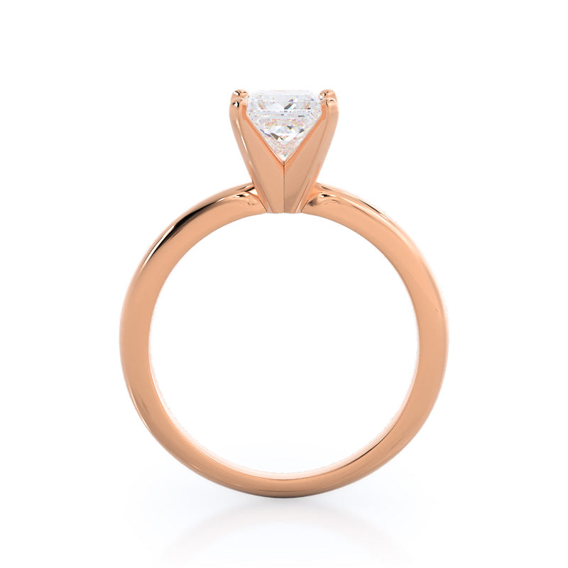 Classic Four Prong Solitaire Diamond Engagement Ring with Princess Cut Diamond in 14KT Rose Gold view 3
