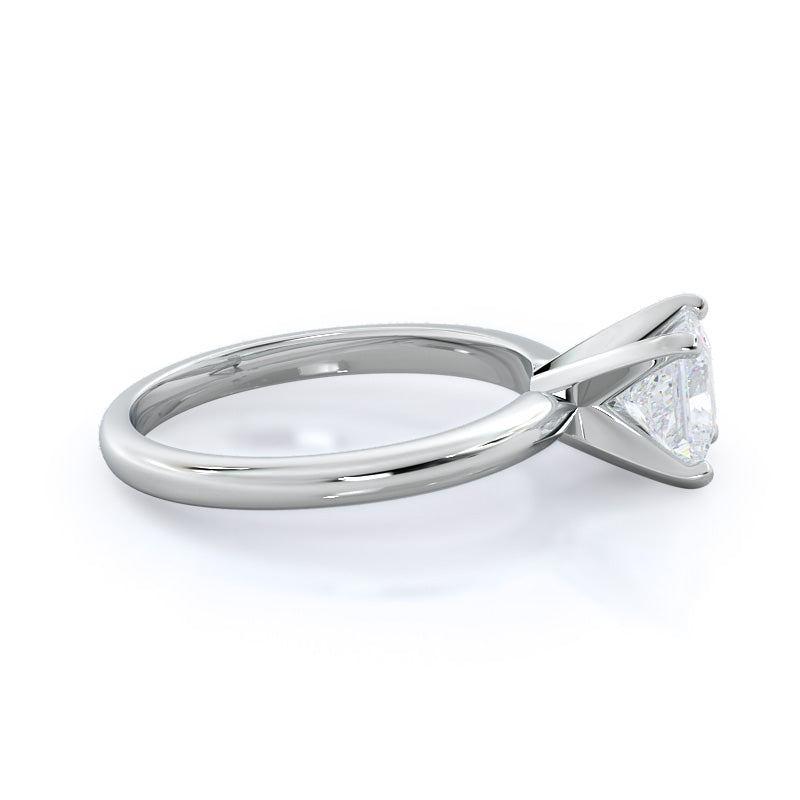 Classic Four Prong Solitaire Diamond Engagement Ring with Princess Cut Diamond in 14KT Platinum view 3
