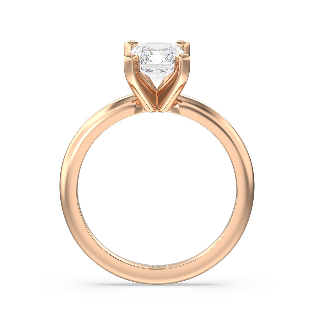 Classic Four Prong Solitaire Diamond Engagement Ring with Radiant Cut Diamond in 14KT Rose Gold view 3
