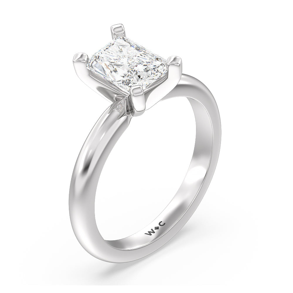 Classic Four Prong Solitaire Diamond Engagement Ring with Radiant Cut Diamond in 14KT Platinum view 4
